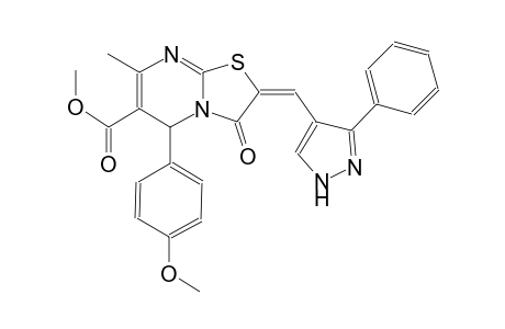 methyl (2E)-5-(4-methoxyphenyl)-7-methyl-3-oxo-2-[(3-phenyl-1H-pyrazol-4-yl)methylene]-2,3-dihydro-5H-[1,3]thiazolo[3,2-a]pyrimidine-6-carboxylate