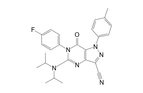3-Cyano-5-diisopropylamino-6-(4-fluorophenyl)-1-p-tolyl-1H-pyrazolo[4,3-d]pyrimidin-7(6H)-one