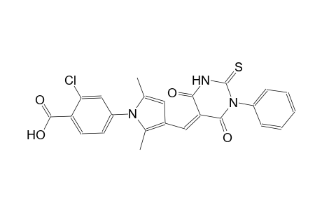 2-chloro-4-{3-[(E)-(4,6-dioxo-1-phenyl-2-thioxotetrahydro-5(2H)-pyrimidinylidene)methyl]-2,5-dimethyl-1H-pyrrol-1-yl}benzoic acid