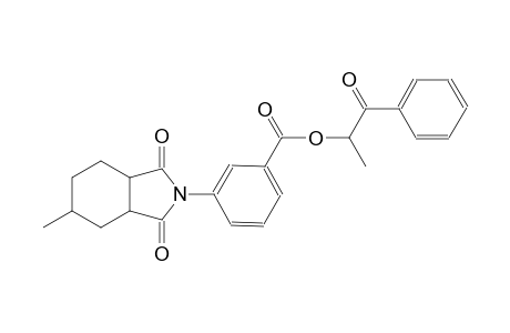 benzoic acid, 3-(octahydro-5-methyl-1,3-dioxo-2H-isoindol-2-yl)-, 1-methyl-2-oxo-2-phenylethyl ester