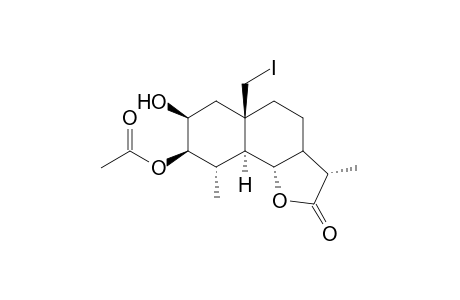 14-Iodo-2.beta-hydroxy-3.beta.-acetoxy-5.alpha.H,4,6,11.beta.H-eudesman-12,6-olide