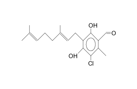 3-chloranyl-5-[(2E)-3,7-dimethylocta-2,6-dienyl]-2-methyl-4,6-bis(oxidanyl)benzaldehyde