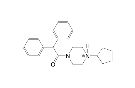 1-cyclopentyl-4-(diphenylacetyl)piperazin-1-ium