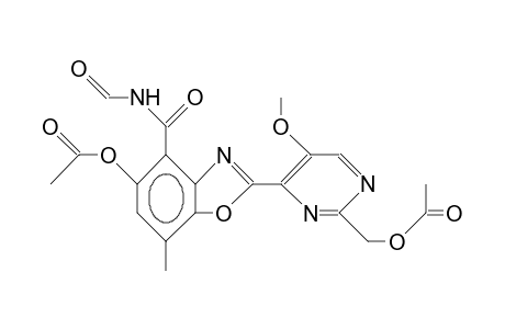 N-Formyl-2-(5-methoxy-2-acetoxymethyl-pyrimidin-4-yl)-5-acetoxy-benzoxazole-4-carboxamide