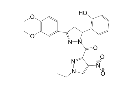 2-{3-(2,3-dihydro-1,4-benzodioxin-6-yl)-1-[(1-ethyl-4-nitro-1H-pyrazol-3-yl)carbonyl]-4,5-dihydro-1H-pyrazol-5-yl}phenol