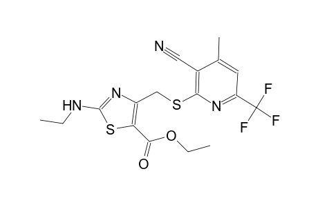 ethyl 4-({[3-cyano-4-methyl-6-(trifluoromethyl)-2-pyridinyl]sulfanyl}methyl)-2-(ethylamino)-1,3-thiazole-5-carboxylate