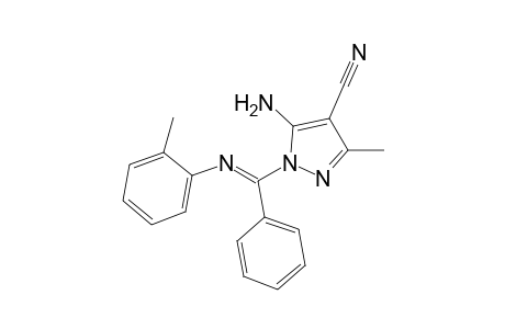 (E)-5-Amino-3-methyl-1-(phenyl(o-tolylimino)methyl)-1H-pyrazole-4-carbonitrile
