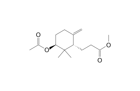 Cyclohexanepropanoic acid, 3-(acetyloxy)-2,2-dimethyl-6-methylene-, methyl ester, (1S-trans)-