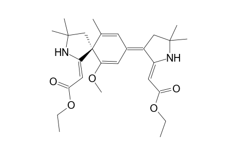 (R)-8-[2'-(Ethoxycarbonyl)methylene-5',5'-dimethylpyrrolidin-3'-ylidene]-1-[(ethoxycarbonyl)methylene]-3,3,10-trimethyl-6-methoxy-2-aza-spiro[4,5]deca-6,9-diene