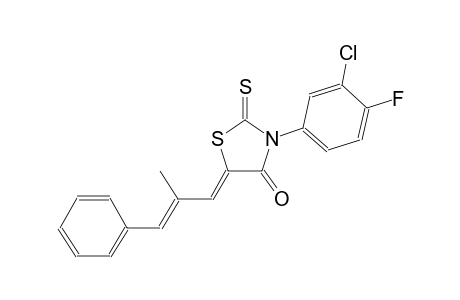 (5Z)-3-(3-chloro-4-fluorophenyl)-5-[(2E)-2-methyl-3-phenyl-2-propenylidene]-2-thioxo-1,3-thiazolidin-4-one