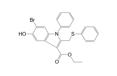 1H-indole-3-carboxylic acid, 6-bromo-5-hydroxy-1-phenyl-2-[(phenylthio)methyl]-, ethyl ester