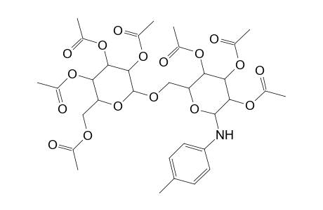 D-Glucopyranosylamine, N-(4-methylphenyl)-6-O-(2,3,4,6-tetra-O-acetyl-.alpha.-D-galactopyranosyl)-, 2,3,4-triacetate