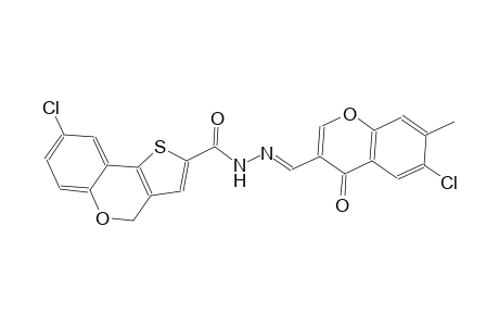 8-chloro-N'-[(E)-(6-chloro-7-methyl-4-oxo-4H-chromen-3-yl)methylidene]-4H-thieno[3,2-c]chromene-2-carbohydrazide