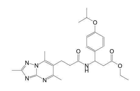 benzenepropanoic acid, 4-(1-methylethoxy)-beta-[[1-oxo-3-(2,5,7-trimethyl[1,2,4]triazolo[1,5-a]pyrimidin-6-yl)propyl]amino]-, ethyl ester