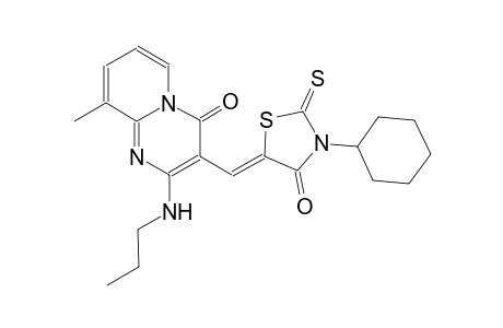 3-[(Z)-(3-cyclohexyl-4-oxo-2-thioxo-1,3-thiazolidin-5-ylidene)methyl]-9-methyl-2-(propylamino)-4H-pyrido[1,2-a]pyrimidin-4-one