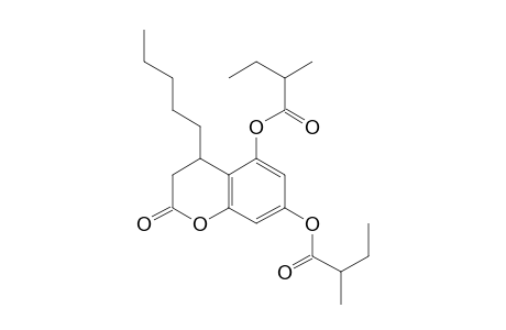 Butanoic acid, 2-methyl-, 3,4-dihydro-2-oxo-4-pentyl-2H-1-benzopyran-5,7-diyl ester
