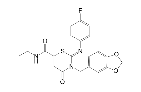 (2Z)-3-(1,3-benzodioxol-5-ylmethyl)-N-ethyl-2-[(4-fluorophenyl)imino]-4-oxotetrahydro-2H-1,3-thiazine-6-carboxamide