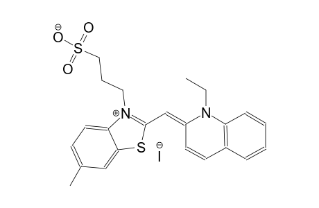 (E)-3-(2-((1-ethylquinolin-2(1H)-ylidene)methyl)-6-methylbenzo[d]thiazol-3-ium-3-yl)propane-1-sulfonate, iodide salt