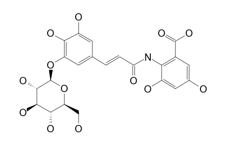 MIRAMIDE-5-GLUCOSIDE;TRANS-2-[3-(3,4-DIHYDROXY-5-(BETA-GLUCOPYRANOSYL)-PHENYLPROPENYL)-AMINO]-3,5-DIHYDROXYBENZOIC-ACID