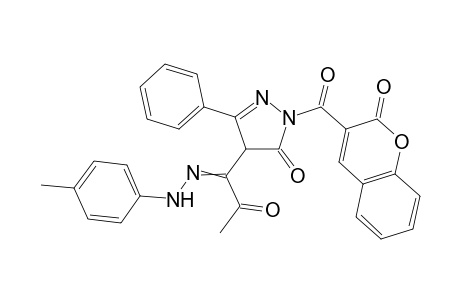 4-(2-Oxo-1-(2-(p-tolyl)hydrazono)propyl)-2-(2-oxo-2H-chromene-3-carbonyl)-5-phenyl-2,4-dihydro-3H-pyrazol-3-one
