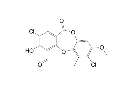 11H-Dibenzo[b,e][1,4]dioxepin-4-carboxaldehyde, 2,7-dichloro-3-hydroxy-8-methoxy-1,6-dimethyl-11-oxo-