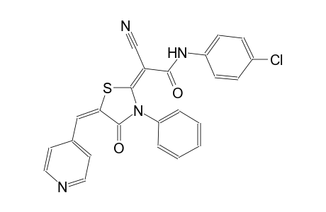 (2E)-N-(4-chlorophenyl)-2-cyano-2-[(5E)-4-oxo-3-phenyl-5-(4-pyridinylmethylene)-1,3-thiazolidin-2-ylidene]ethanamide