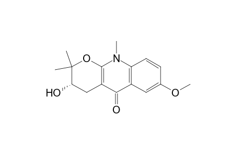 5H-Pyrano[2,3-b]quinolin-5-one, 2,3,4,10-tetrahydro-3-hydroxy-7-methoxy-2,2,10-trimethyl-, (S)-