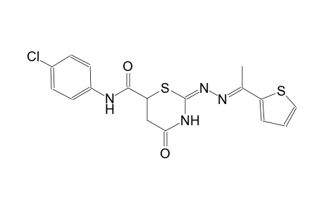 (2E)-N-(4-chlorophenyl)-4-oxo-2-{(2E)-2-[1-(2-thienyl)ethylidene]hydrazono}-1,3-thiazinane-6-carboxamide