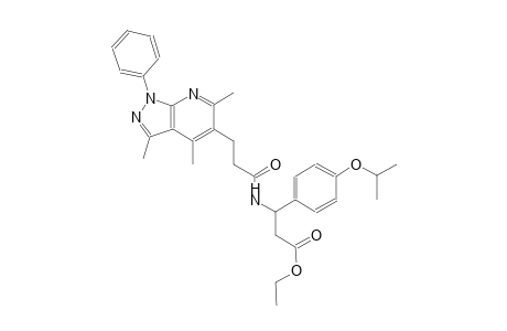 benzenepropanoic acid, 4-(1-methylethoxy)-beta-[[1-oxo-3-(3,4,6-trimethyl-1-phenyl-1H-pyrazolo[3,4-b]pyridin-5-yl)propyl]amino]-, ethyl ester