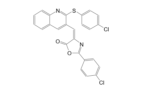 5(4H)-oxazolone, 2-(4-chlorophenyl)-4-[[2-[(4-chlorophenyl)thio]-3-quinolinyl]methylene]-, (4E)-