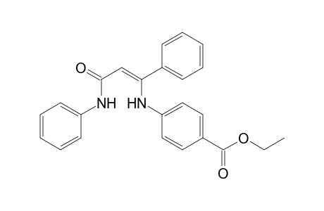 Benzoic acid, 4-[[3-oxo-1-phenyl-3-(phenylamino)propylidene]amino]-, ethyl ester
