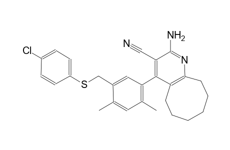2-amino-4-(5-{[(4-chlorophenyl)sulfanyl]methyl}-2,4-dimethylphenyl)-5,6,7,8,9,10-hexahydrocycloocta[b]pyridine-3-carbonitrile