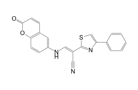 (2E)-3-[(2-oxo-2H-chromen-6-yl)amino]-2-(4-phenyl-1,3-thiazol-2-yl)-2-propenenitrile