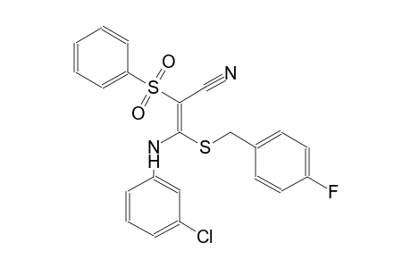 2-propenenitrile, 3-[(3-chlorophenyl)amino]-3-[[(4-fluorophenyl)methyl]thio]-2-(phenylsulfonyl)-, (2E)-