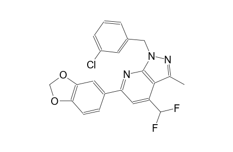 1H-pyrazolo[3,4-b]pyridine, 6-(1,3-benzodioxol-5-yl)-1-[(3-chlorophenyl)methyl]-4-(difluoromethyl)-3-methyl-
