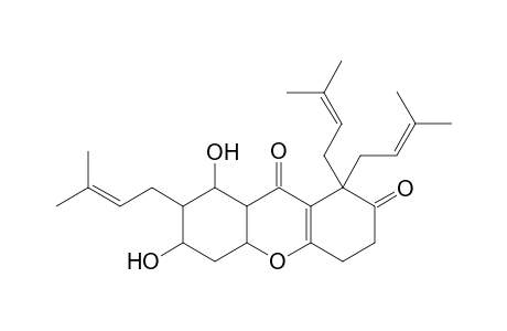 1H-Xanthene-2,9-dione, 3,4-dihydro-6,8-dihydroxy-1,1,7-tris(3-methyl-2-butenyl)-, hexahydro deriv.