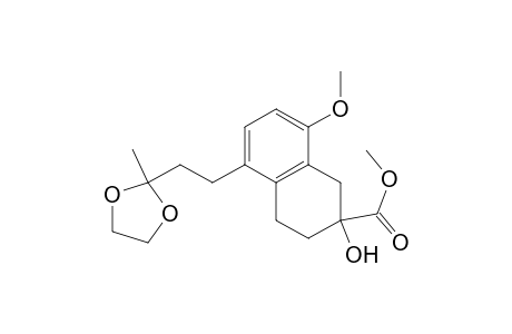 2-Naphthalenecarboxylic acid, 1,2,3,4-tetrahydro-2-hydroxy-8-methoxy-5-[2-(2-methyl-1,3-dioxolan-2- yl)ethyl]-, methyl ester, (.+-.)-