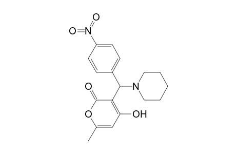 2H-Pyran-2-one, 4-hydroxy-6-methyl-3-[(4-nitrophenyl)-1-piperidinylmethyl]-