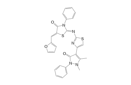 5-(2-Furyl)methylene-2-(4-(2,3-dimethyl-1-phenyl-5-oxopyrazol-4-yl)thiazol-2-ylimino)-3-phenyl-1,3-thiazolidin-4-one