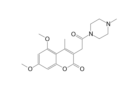 2H-1-benzopyran-2-one, 5,7-dimethoxy-4-methyl-3-[2-(4-methyl-1-piperazinyl)-2-oxoethyl]-