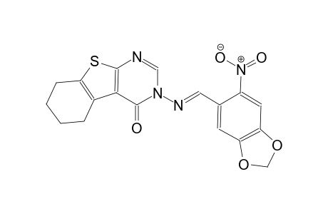3-{[(E)-(6-nitro-1,3-benzodioxol-5-yl)methylidene]amino}-5,6,7,8-tetrahydro[1]benzothieno[2,3-d]pyrimidin-4(3H)-one