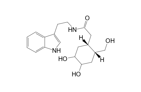 3-[2-[N-[(2-(hydroxymethyl)-4,5-dihydroxycyclohexyl)acetyl]amido]ethyl]indole