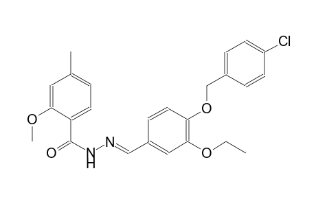 N'-((E)-{4-[(4-chlorobenzyl)oxy]-3-ethoxyphenyl}methylidene)-2-methoxy-4-methylbenzohydrazide