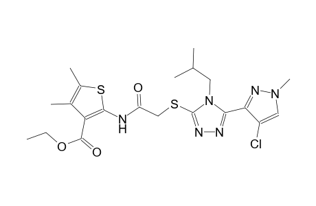 ethyl 2-[({[5-(4-chloro-1-methyl-1H-pyrazol-3-yl)-4-isobutyl-4H-1,2,4-triazol-3-yl]sulfanyl}acetyl)amino]-4,5-dimethyl-3-thiophenecarboxylate