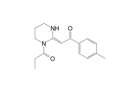 1-[(2E)-2-[2-(4-methylphenyl)-2-oxidanylidene-ethylidene]-1,3-diazinan-1-yl]propan-1-one