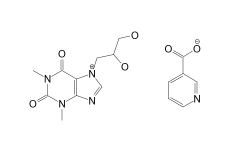 7-(2,3-dihydroxypropyl)theophylline, mononicotinate