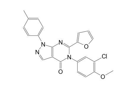4H-pyrazolo[3,4-d]pyrimidin-4-one, 5-(3-chloro-4-methoxyphenyl)-6-(2-furanyl)-1,5-dihydro-1-(4-methylphenyl)-