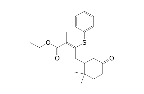 Ethyl 3-(phenylthio)-2-methyl-4-(3-oxo-6,6-dimethylcyclohexyl)but-2-enoate (E)