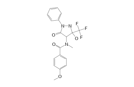 N-(3-TRIFLUOROMETHYL-3-HYDROXY-5-OXO-1-PHENYL-4-PYRAZOLIDINYL)-4-METHOXY-N-METHYL-BENZAMIDE