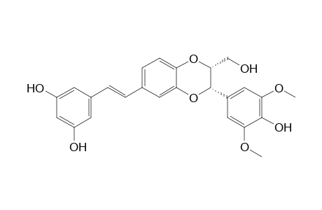 5-{2-[(2R,3S)-2',3'-Dihydro-3'-(p-hydroxy-3",5"-dimethoxyphenyl)-2'-(hydroxymethyl)-1',4'-benzodioxin-6'-yl]-ethenyl}benzene-1,3-diol